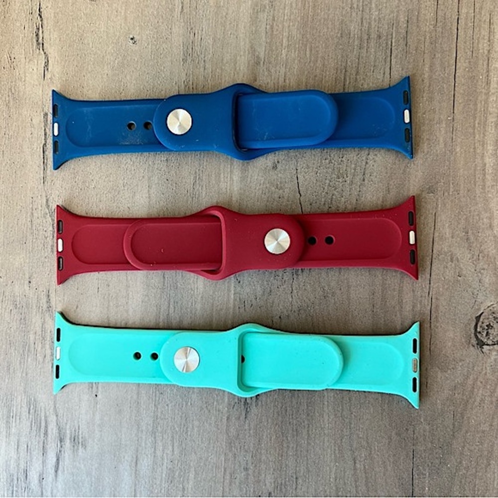 Apple Watch Bands 38 40mm Silicone Sport Strap Set 3pc Navy Red Blue S - M - Picture 10 of 16